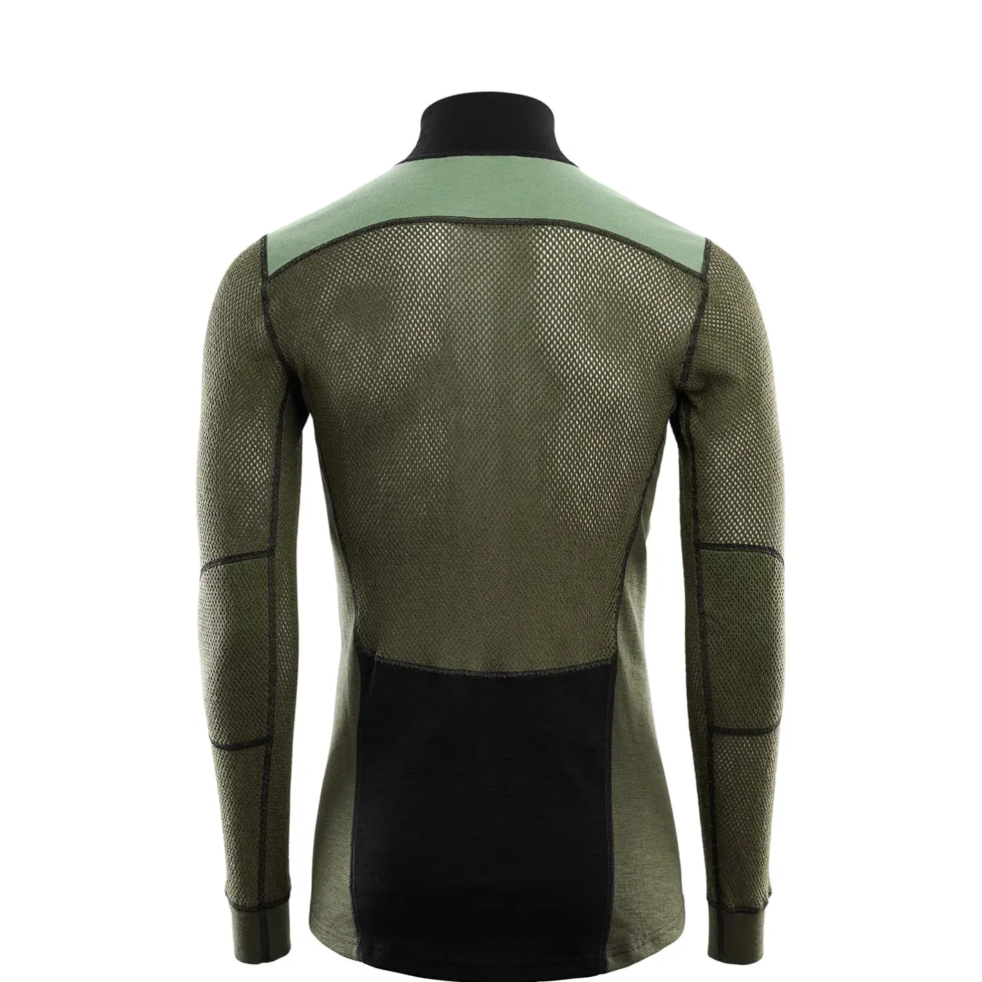 Aclima Uldoverdele<Mens WoolNet Hybridock Neck W/zip Sort (JET BLACK/OLIVE NIGHT/DILL)
