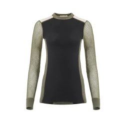 Aclima Uldoverdele<Womens Woolnet Hiking Crewneck Sort (JETBLACK/OLIVENIGHT/BEIGEMEL)