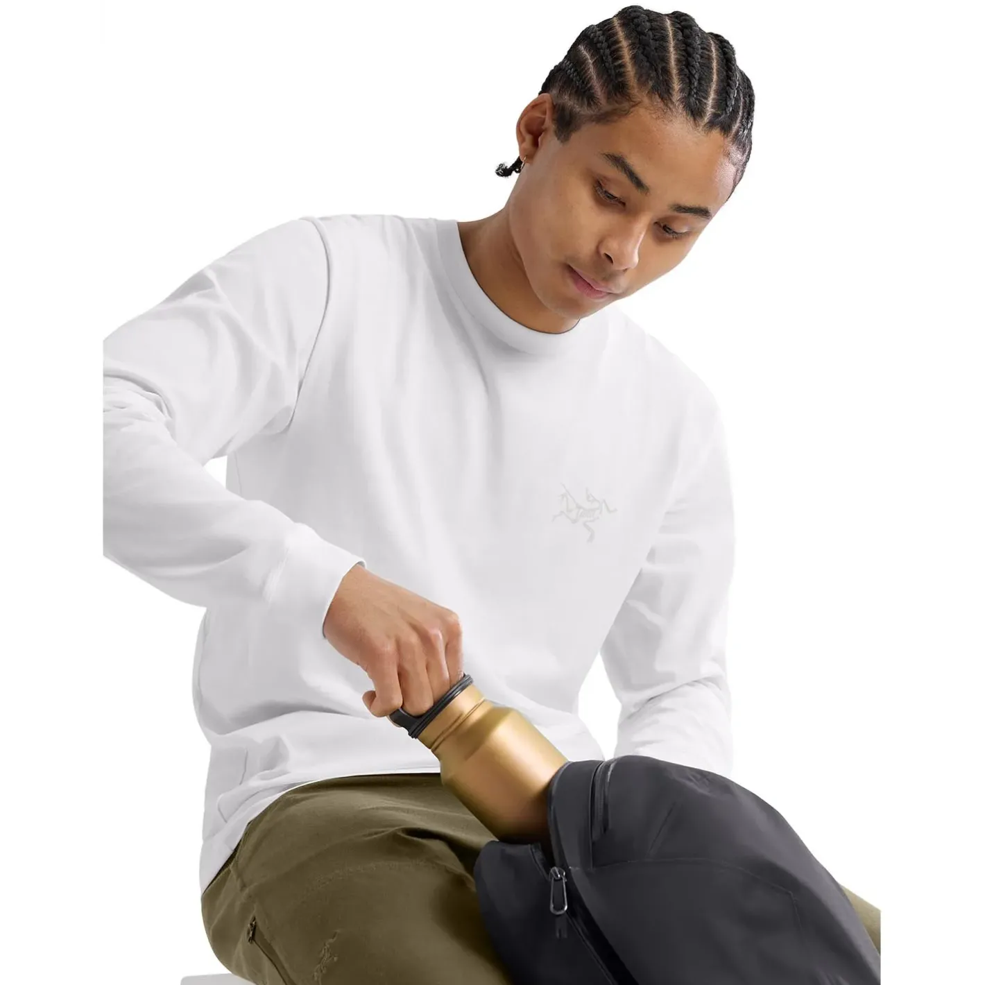 Arcteryx T-Shirts<Mens Kragg SL Cotton L/S Hvid (WHITE LIGHT)