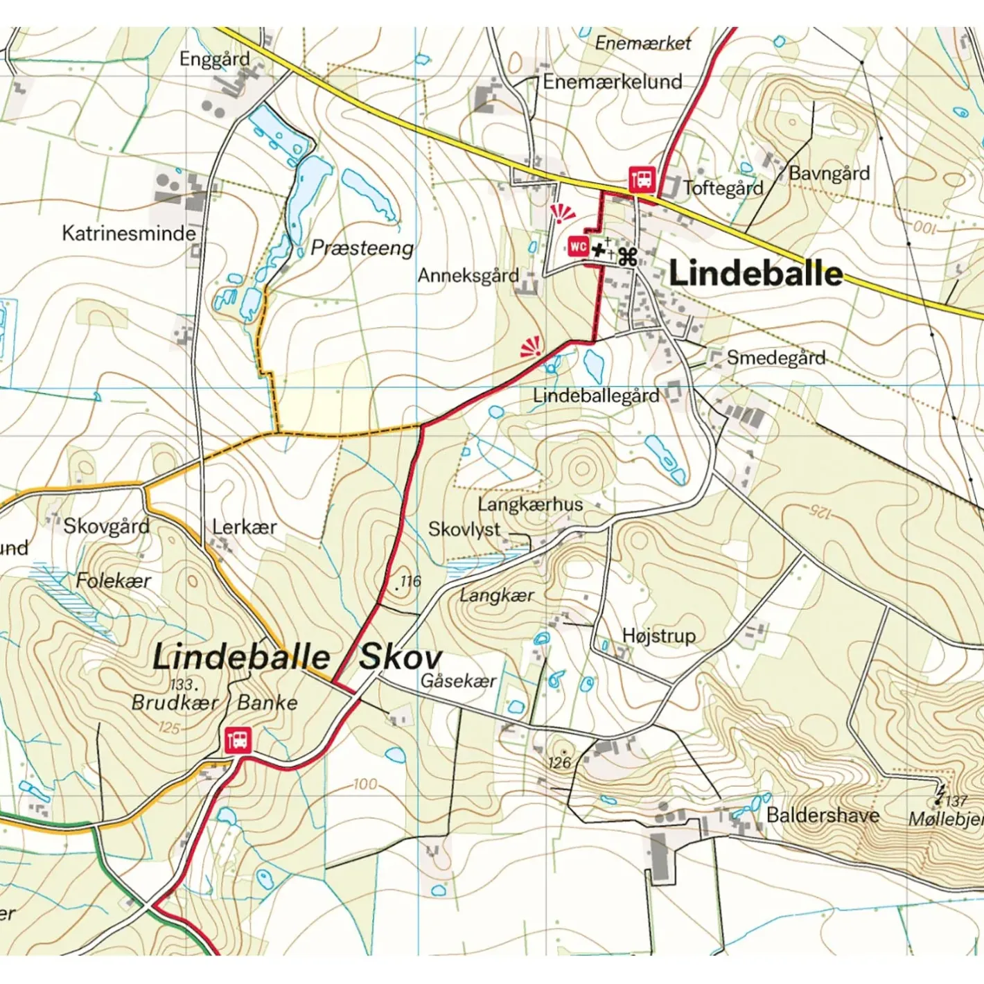 Calazo Kort<Landsby Vandrerute Vejle 1:25.000
