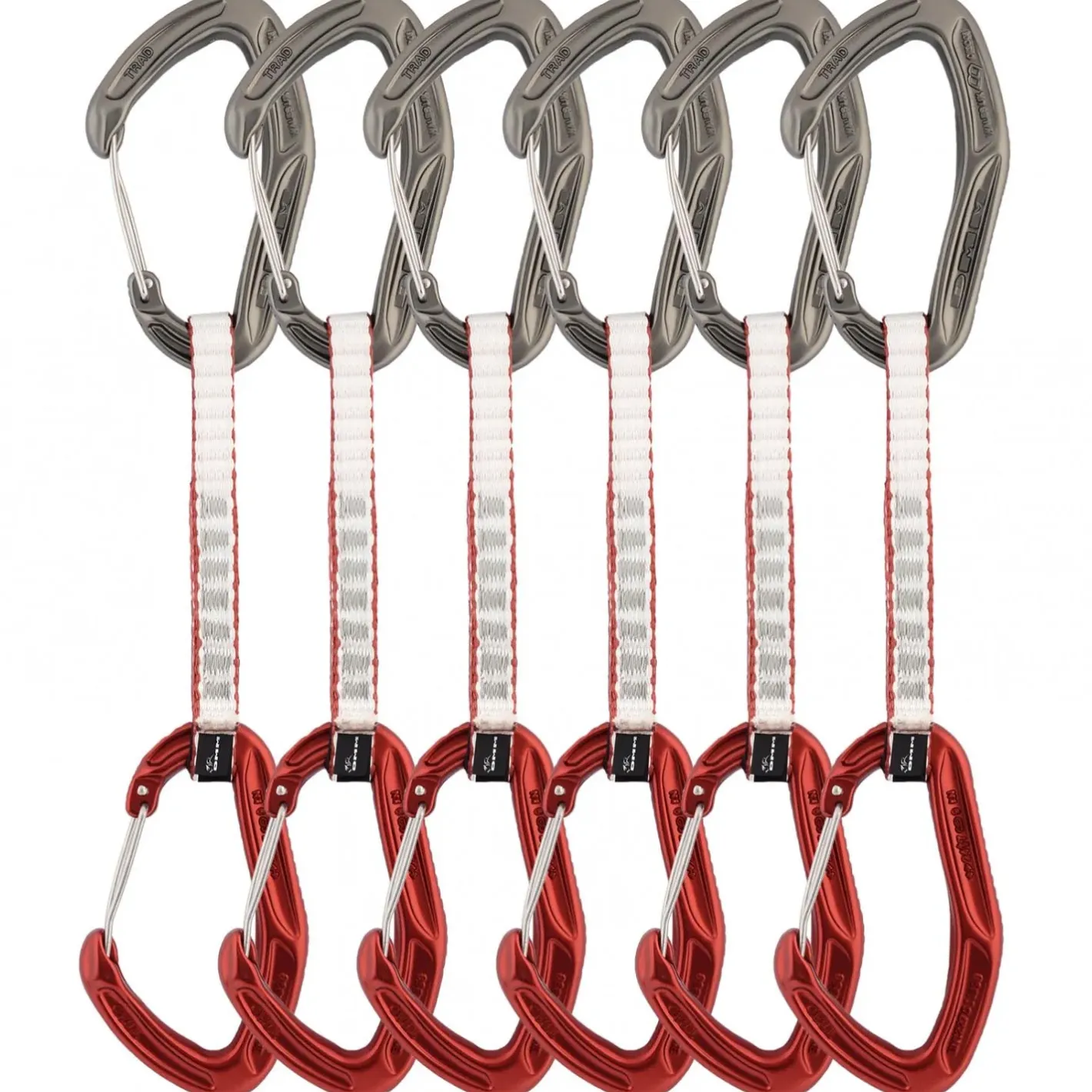 DMM Karabiner<Alpha Wire Quickdraw 12cm 6 Pack Grå (MATT GREY/RED)