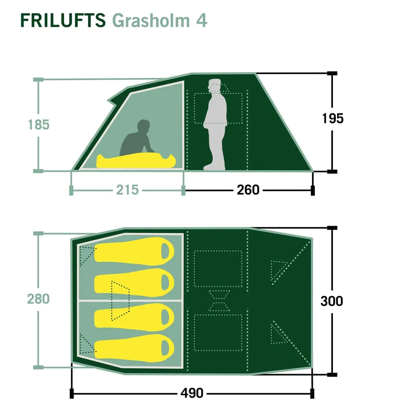 Frilufts 4+ Personers Telte<Grassholm 4 Grøn (SILVER PINE/BLACK)