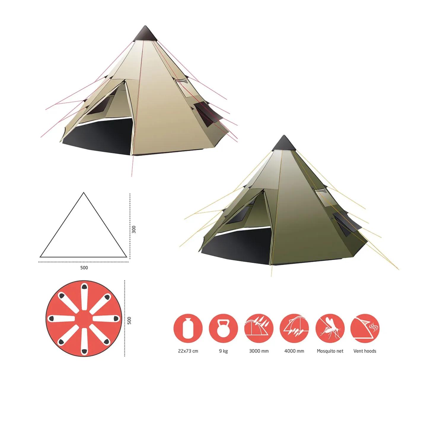Grand Canyon 4+ Personers Telte<Black Falls 8 Beige (MOJAVE DESERT)