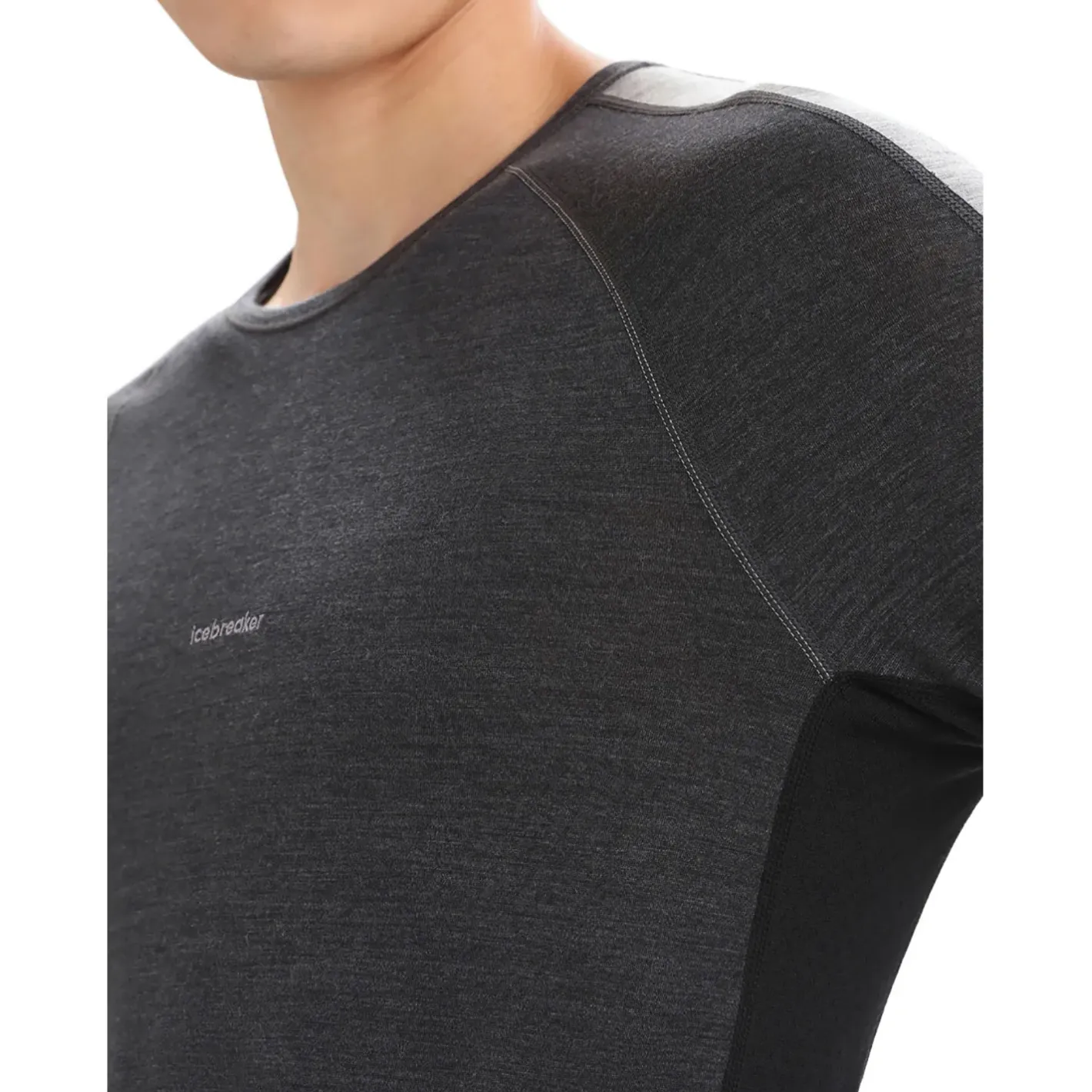 Et Grønnere Valg Uldoverdele<Icebreaker Mens 125 ZoneKnit L/S Crewe Sort (JET HTHR/BLK/METRO H/CB)