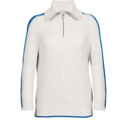 Et Grønnere Valg Sweaters Og Pullovers<Icebreaker Womens Lodge L/S Half Zip Sweater Sort (ECRU HTHR/LAZURITE)