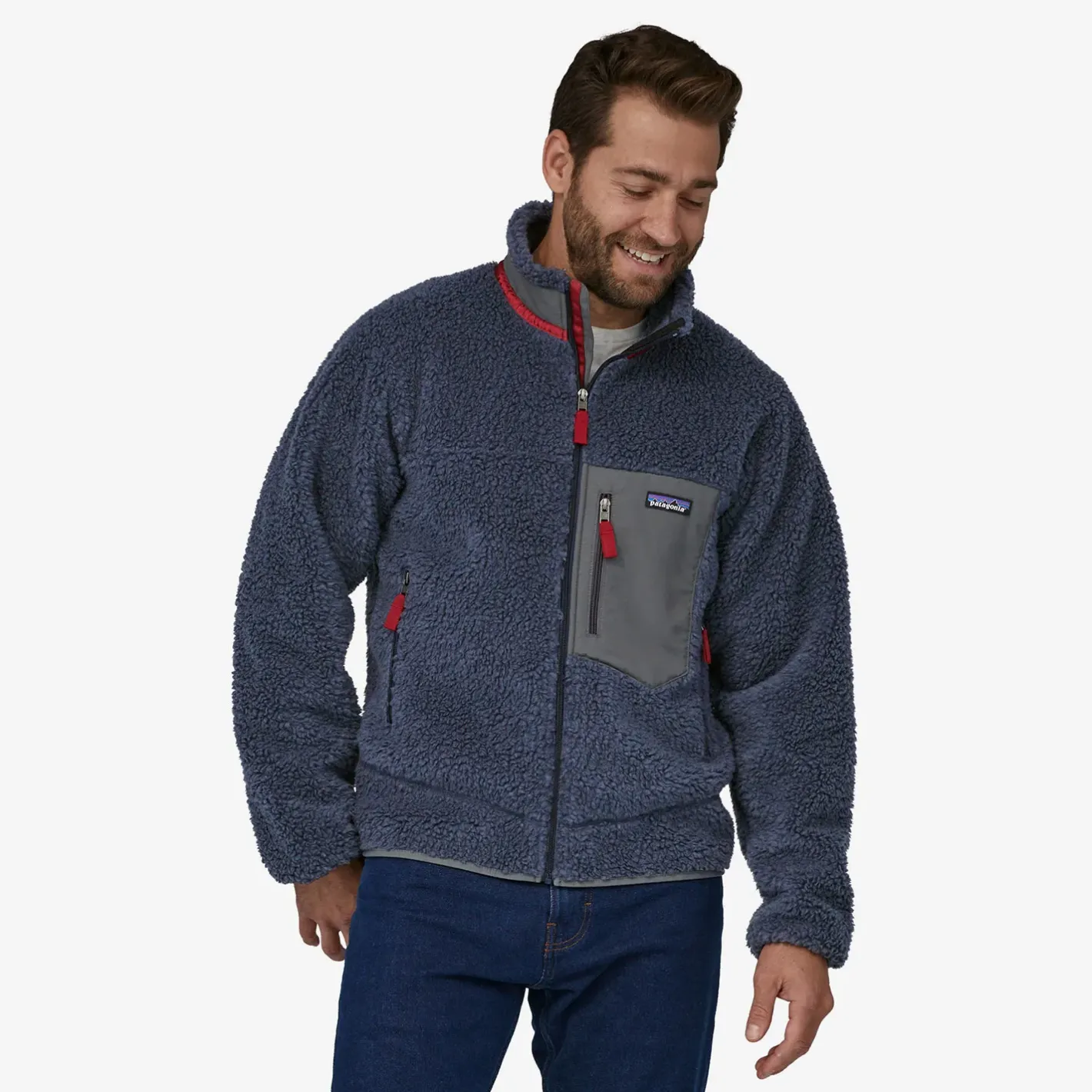 Patagonia Fleece- Og Uldtrøjer<Mens Classic Retro-X Jacket Blå (NEW NAVY/WAX RED)