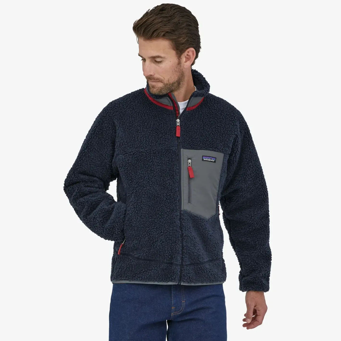 Patagonia Fleece- Og Uldtrøjer<Mens Classic Retro-X Jacket Blå (NEW NAVY/WAX RED)