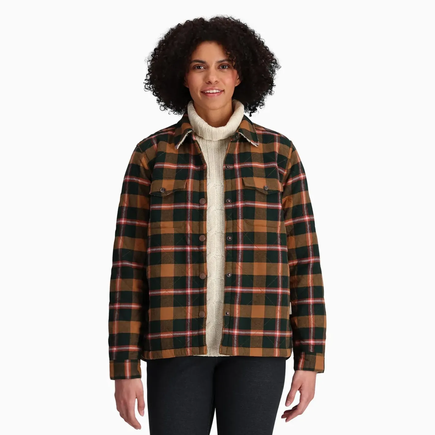 Et Grønnere Valg Skjorter<Royal Robbins Womens Snowcap Lined Flannel L/S Grøn (PINE GROVE PINECREST PLD)