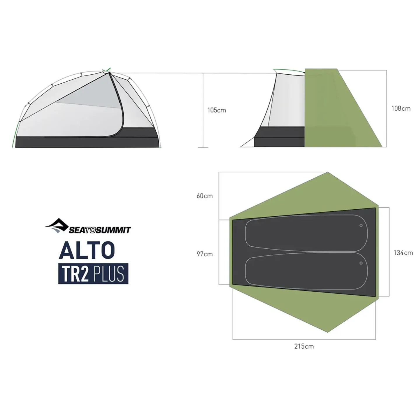 Sea to Summit 2 Personers Telte<Alto TR2 Plus Green Grøn (GREEN)