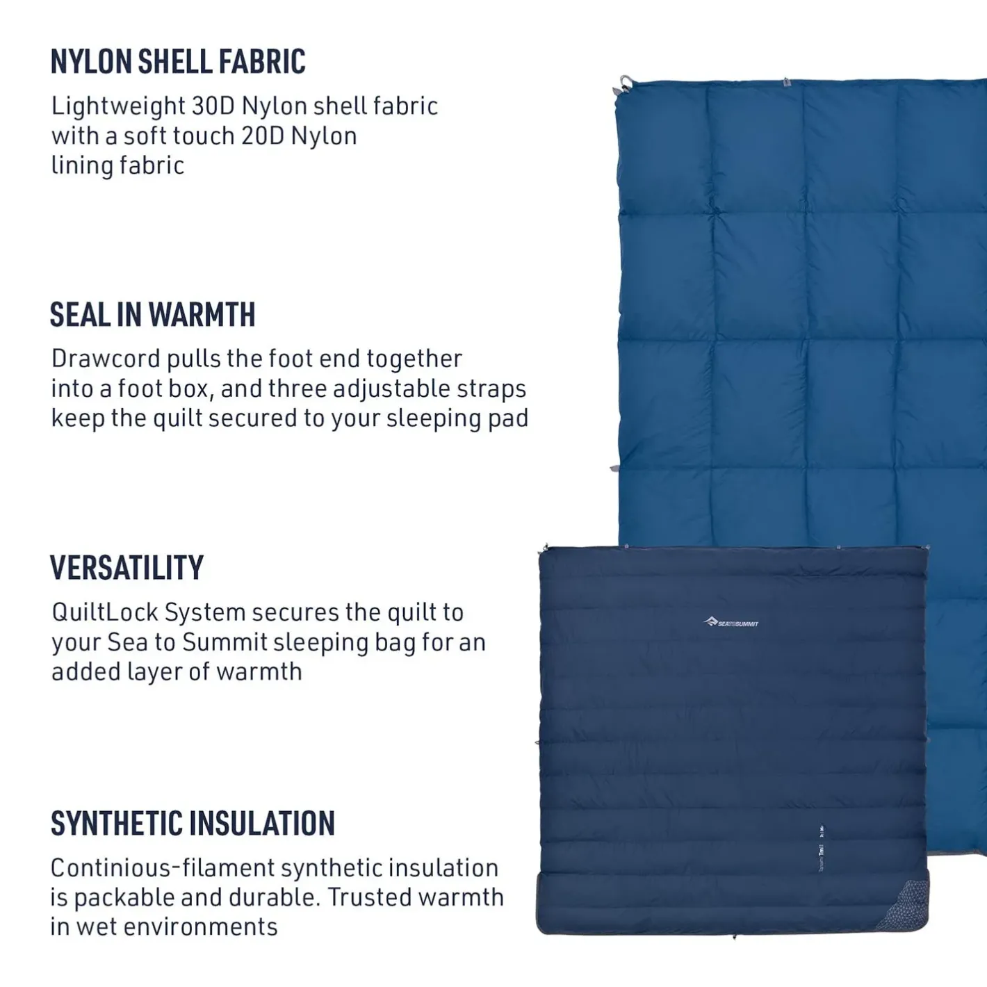 Sea to Summit Lagenposer<Tanami TmII Down Camping Comforter Queen Blå (NAVY DARK BLUE)