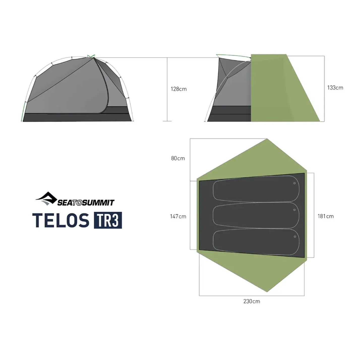 Sea to Summit 3 Personers Telte<Telos TR3 Grøn (GREEN)