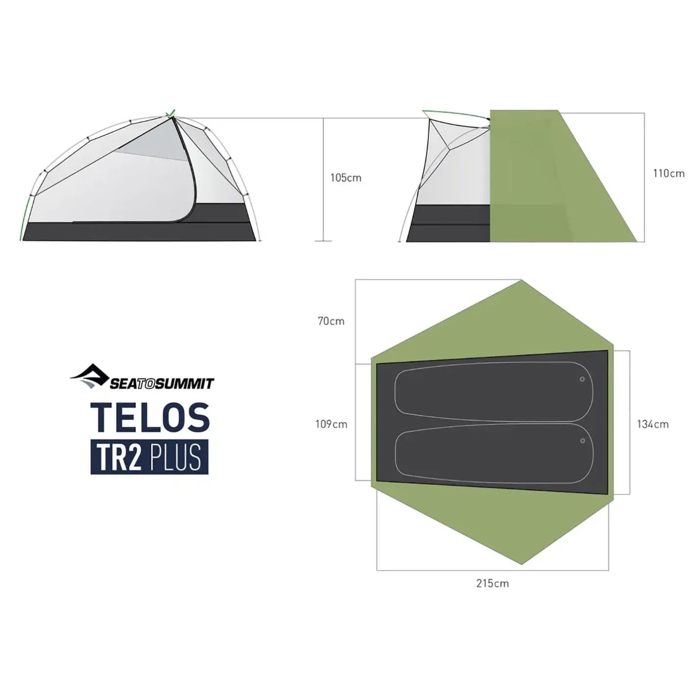 Sea to Summit 2 Personers Telte<Telos TR2 Plus Grøn (GREEN)