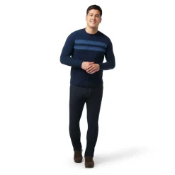 Smartwool Sweaters Og Pullovers<Mens Sparwood Stripe Crew Sweater Blå (DEEP NAVY HTHR LAGUNA BLUE H)