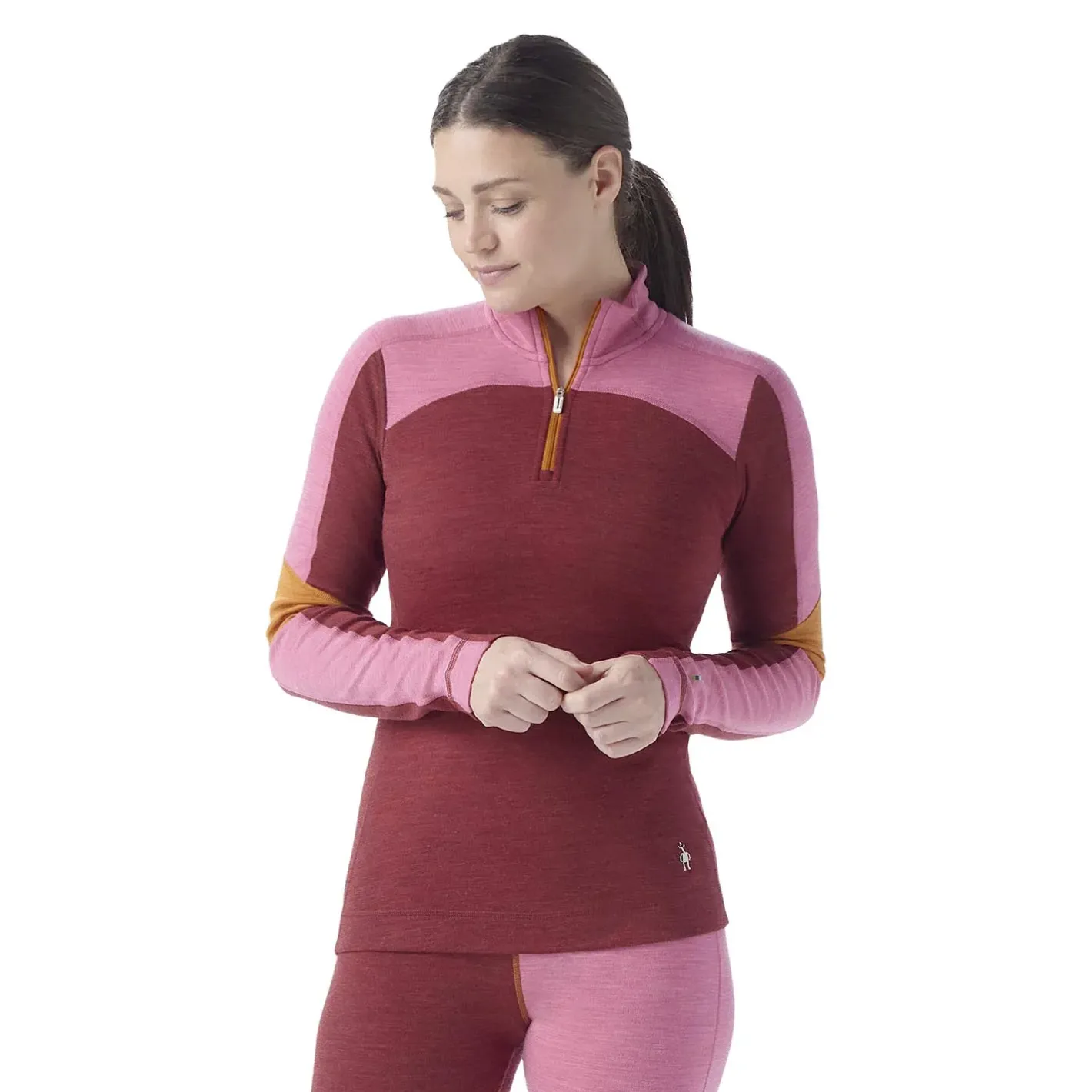 Smartwool Uldoverdele<Womens Cl Thermal Merino Base Layer CB 1/4 Zip Lyserød (CURRANT/GARDEN PINK)