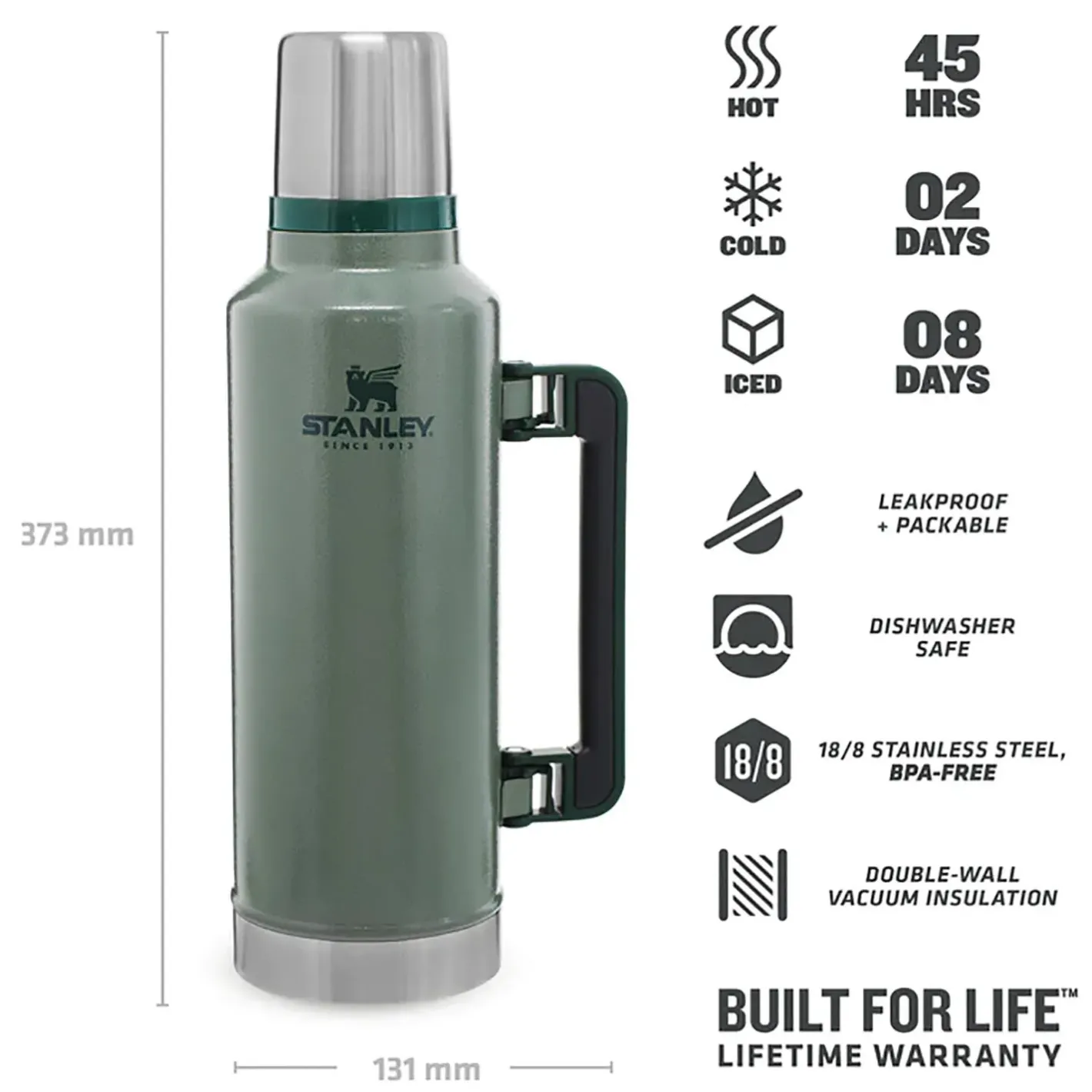 Stanley Termoflasker Og Termokopper<Legendary Classic Bottle 1,9 L Grøn (HAMMERTONE GREEN)