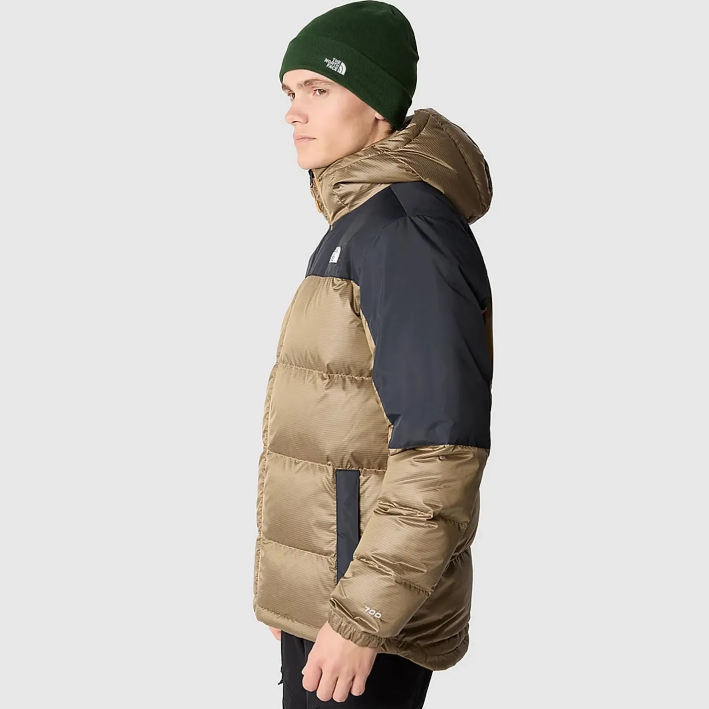 The North Face Varme Jakker<Mens Diablo Recycled Down Hoodie Beige (ALMOND BUTTER/TNF BLACK)