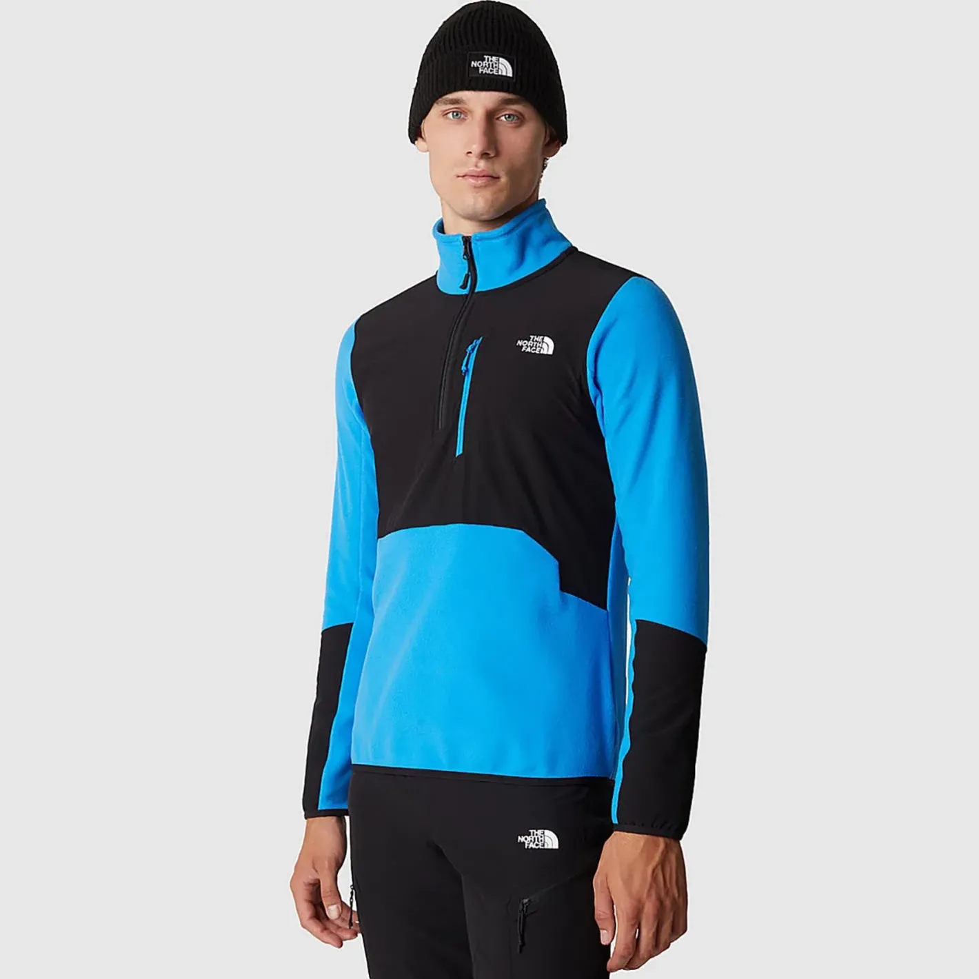 The North Face Sweaters Og Pullovers<Mens Glacier Pro 1/4 Zip Blå (OPTIC BLUE/TNF BLACK)