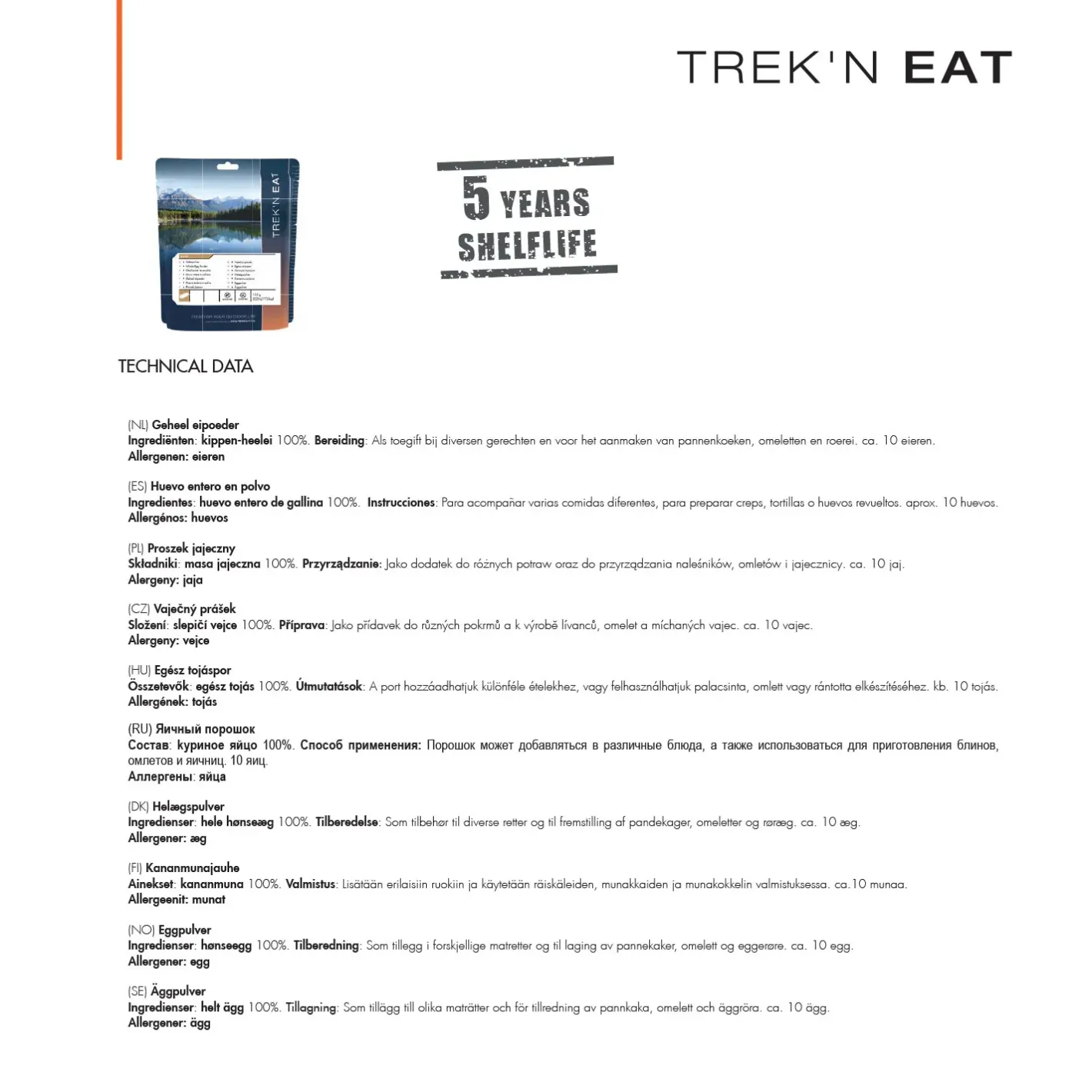 Trek N Eat Mad<Egg Powder 135g