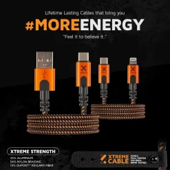 Xtorm Tilbehør Til Elektronik<Xtreme USB To Lightning Cable (1,5m) F20 Sort (BLACK/ORANGE)
