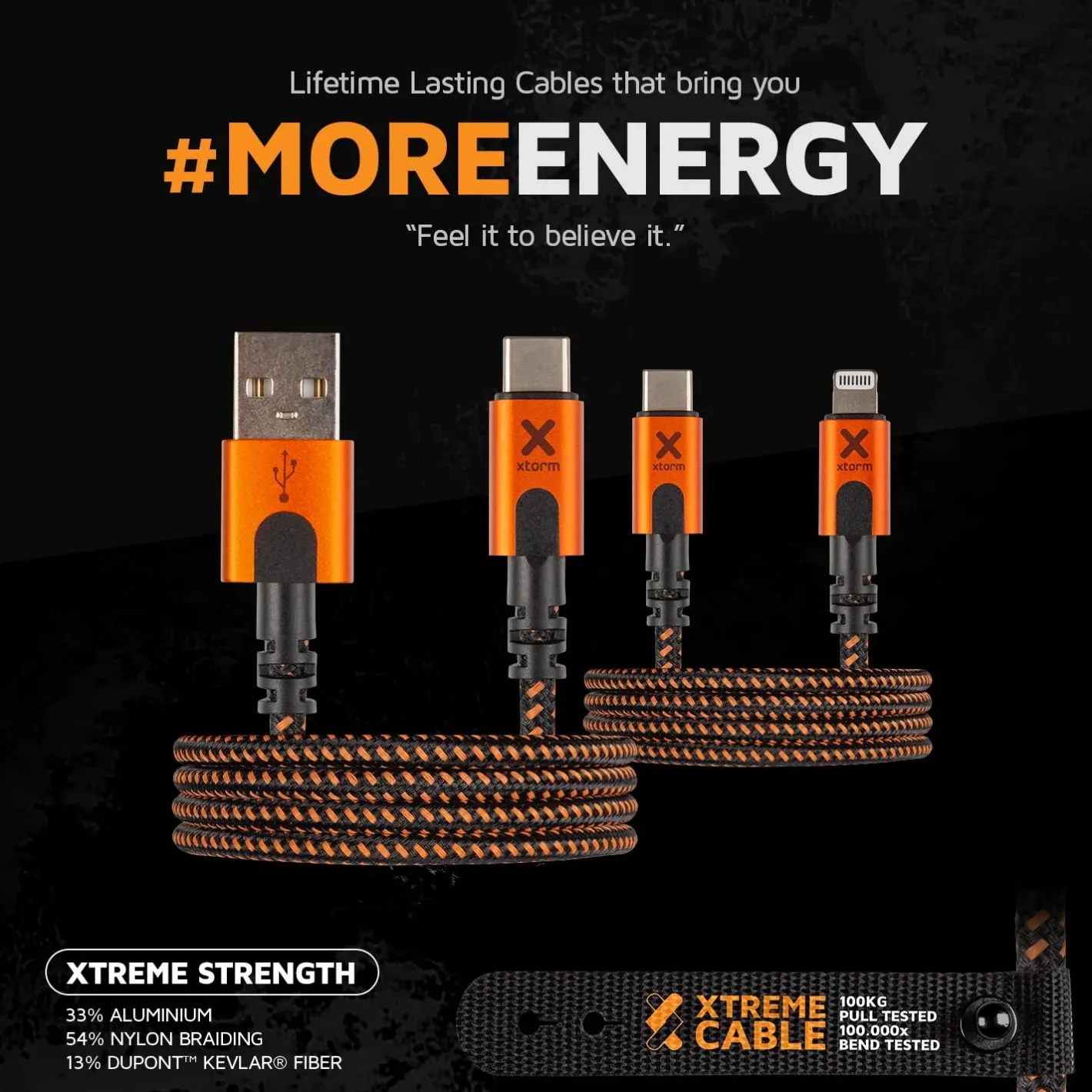 Xtorm Tilbehør Til Elektronik<Xtreme USB To Lightning Cable (1,5m) F20 Sort (BLACK/ORANGE)